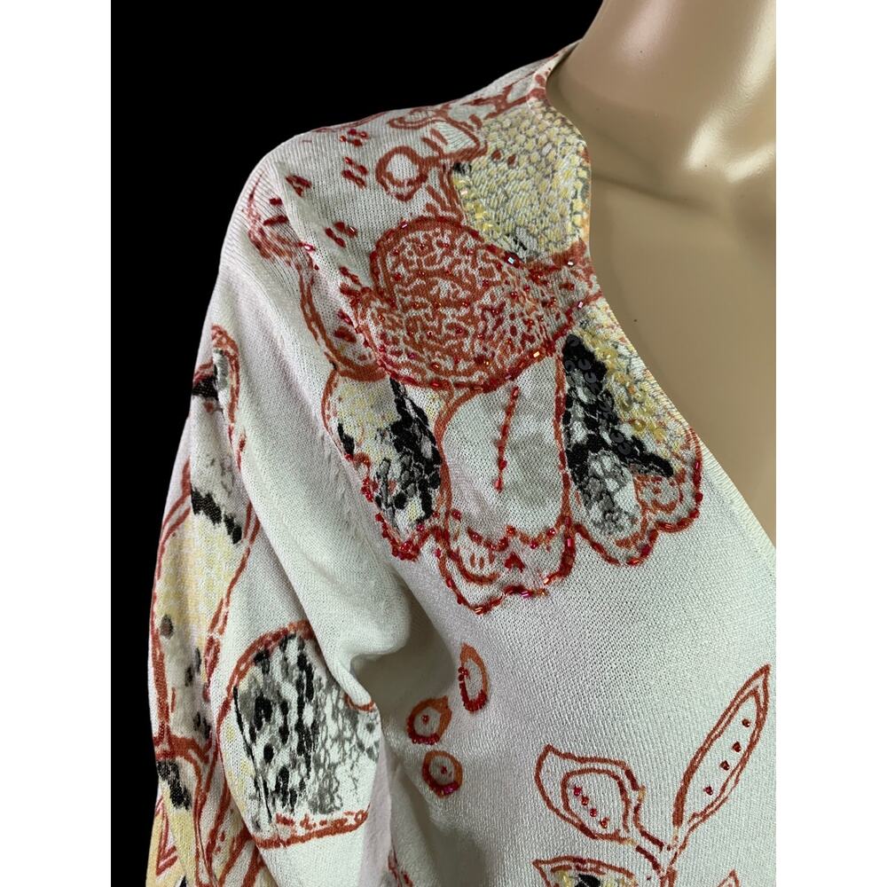 Lillie Rubin Vintage 90's Women;'s Medium Beaded Top Iridescent V-Neck sequins - Picture 4 of 9